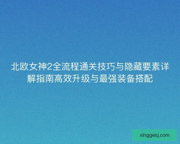 北欧女神2全流程通关技巧与隐藏要素详解指南高效升级与最强装备搭配